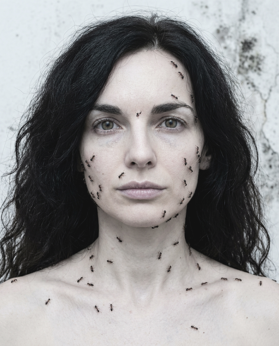 Portrait einer Frau mit Ameisen