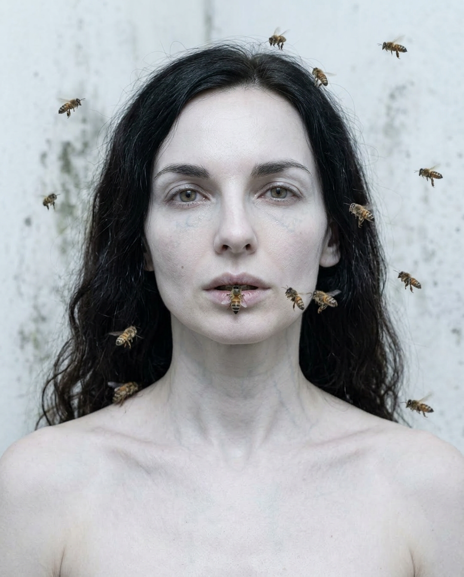 Portrait einer Frau mit Bienen