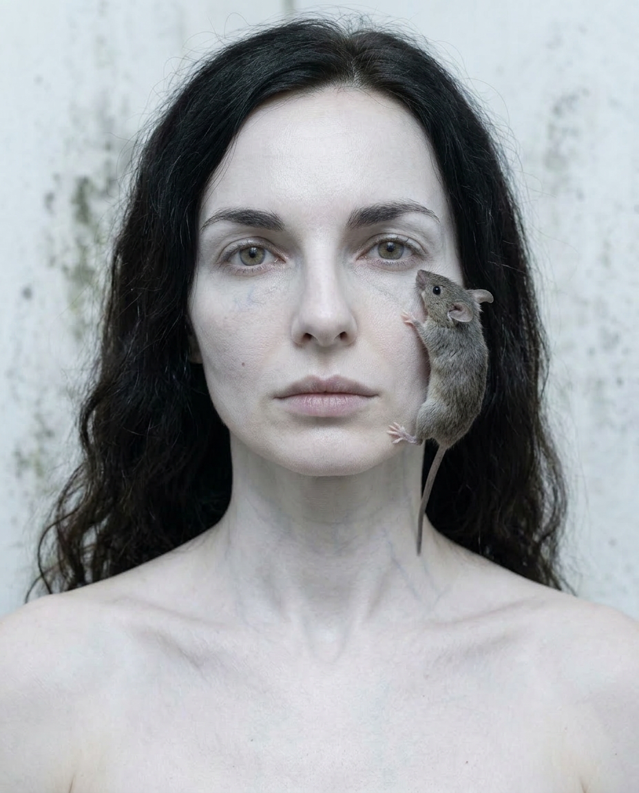 Portrait einer Frau mit Maus