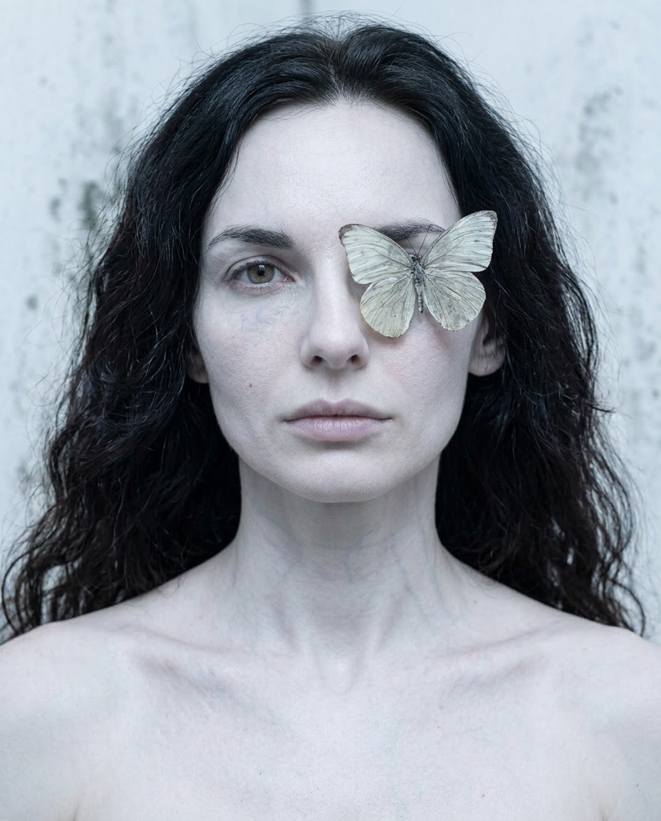 Portrait einer Frau mit Schmetterling